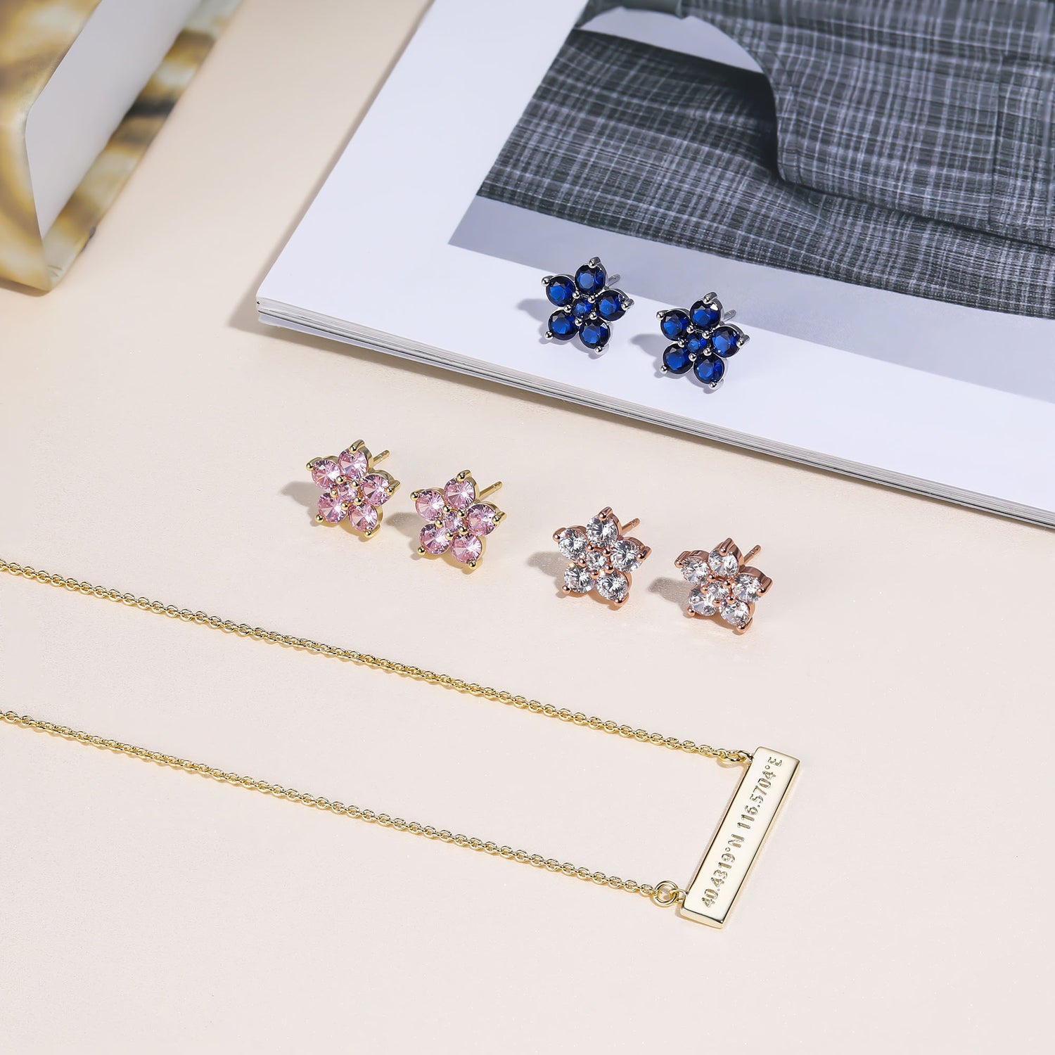 Birthstone Customized Flower Earrings