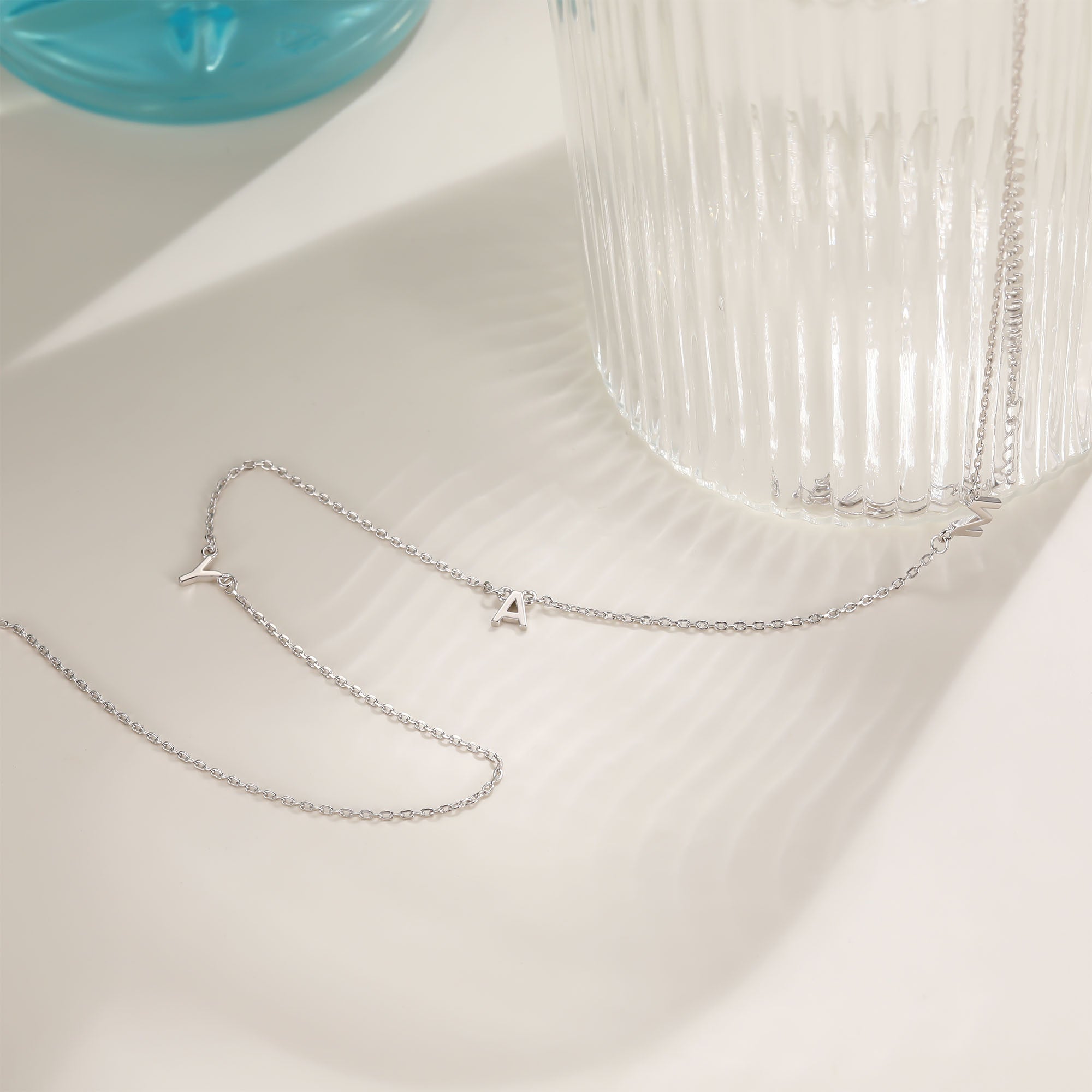 initial necklace for mom, white gold necklace for women, gold initial pendant necklace,letter charm necklace, anniversary gifts for girlfriend