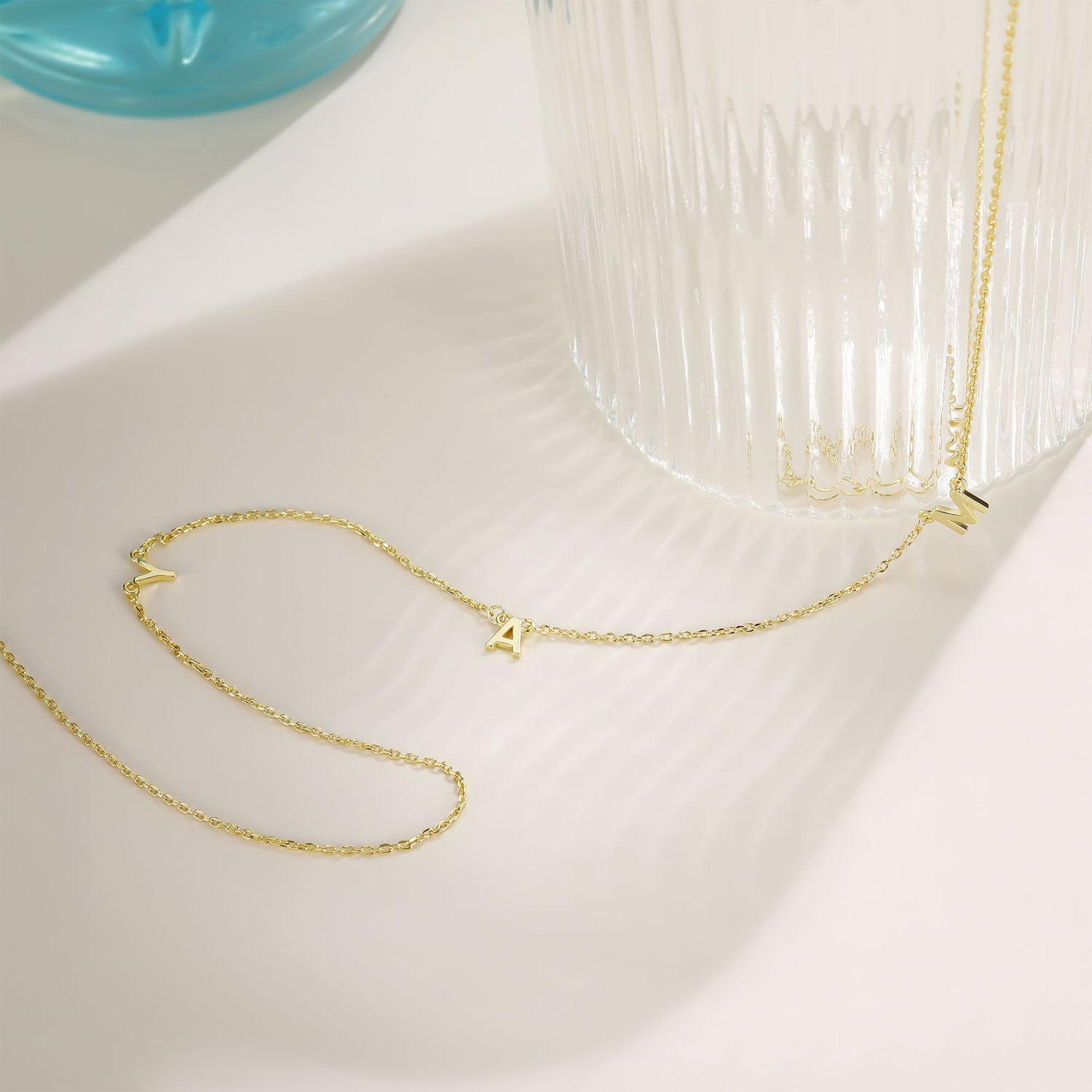14K gold necklace, 3 initial necklace, custom initial necklace, letter on necklace,personalized necklace for women