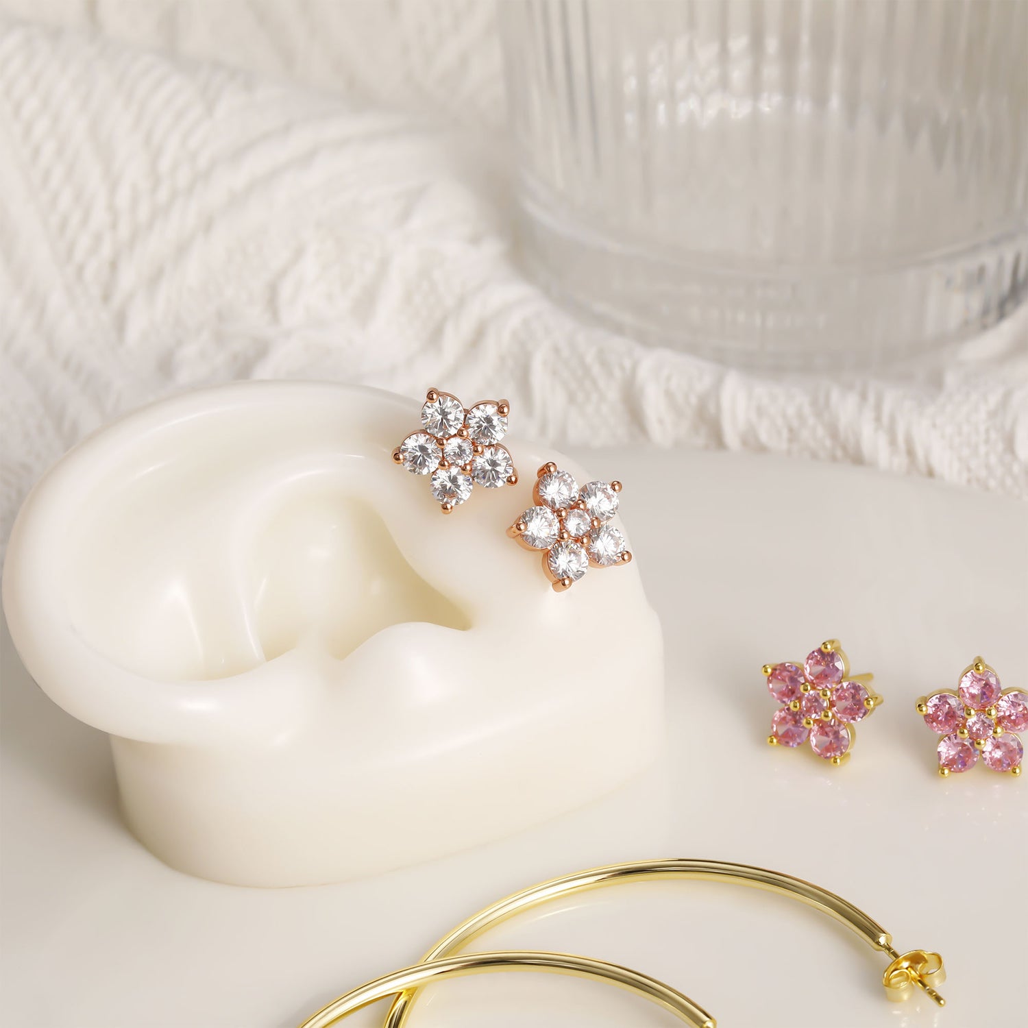 Birthstone Customized Flower Earrings