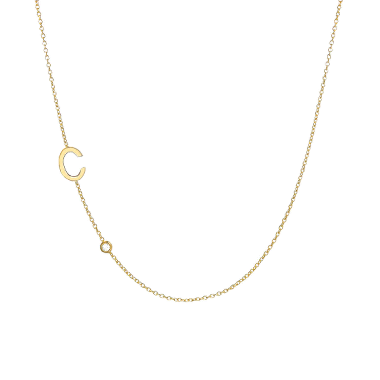 initial necklace with birthstone, birthstone necklace for mom, solid gold necklace, personalized mothers necklace, gold initial necklace, gold letter necklace