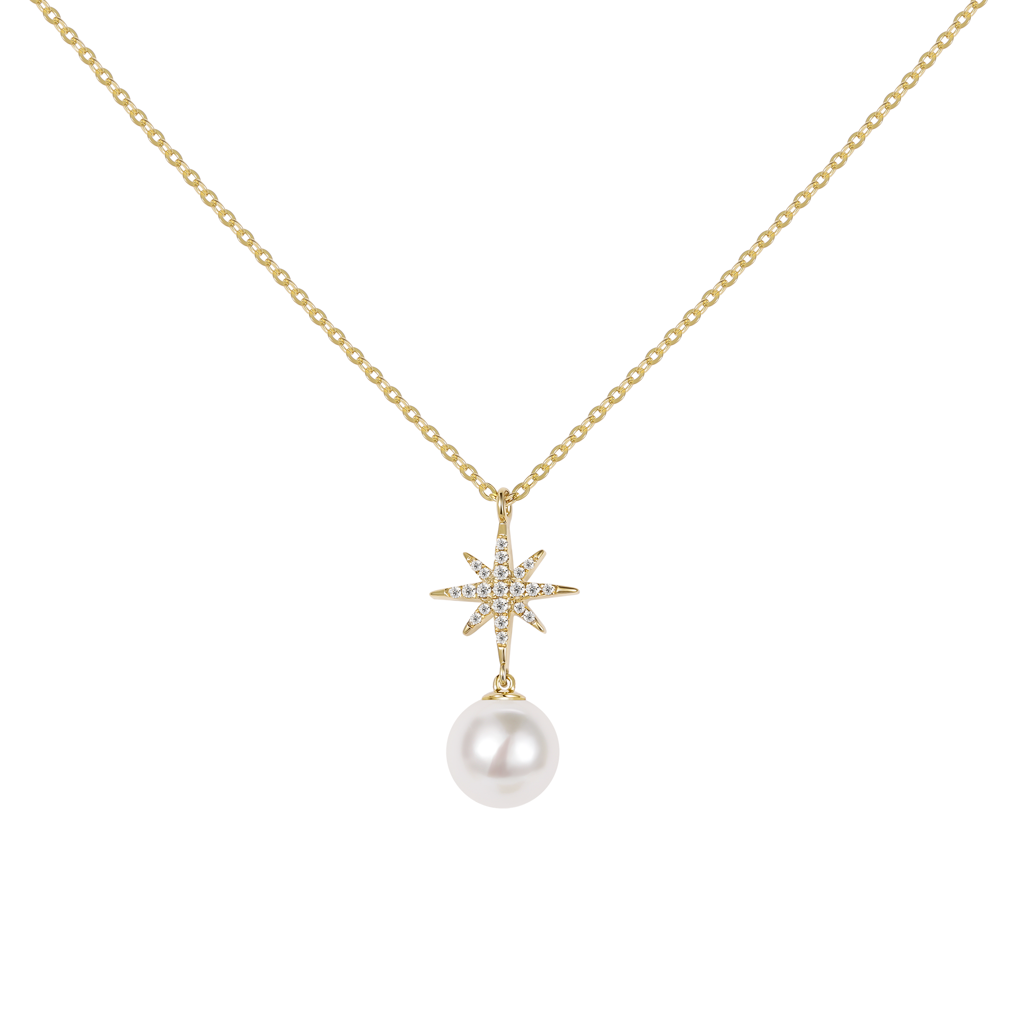 gold pearl necklace, freshwater pearl necklace, mother of pearl necklace, star necklace, pearl on gold chain necklace, fashion necklace