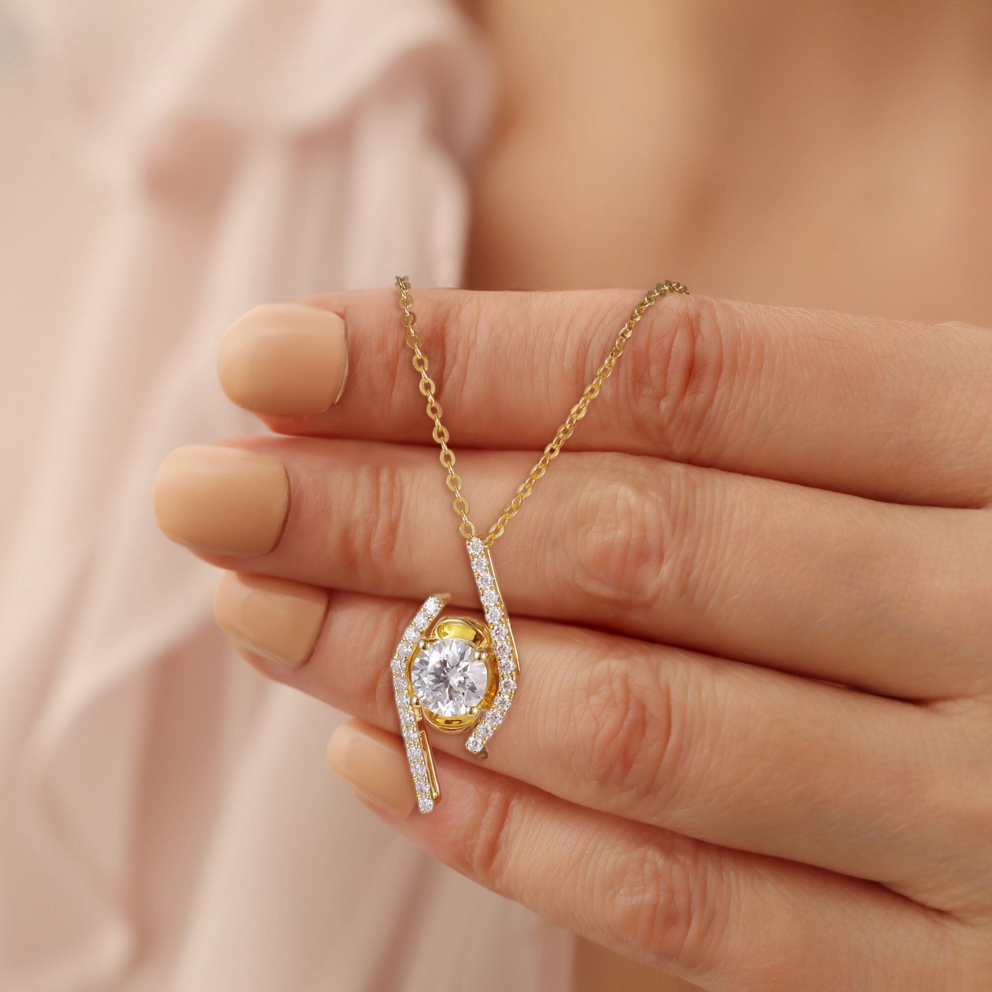 moissanite pendant necklace, evil eye necklaces, gold necklace, gemstone jewelry, dainty gold necklace