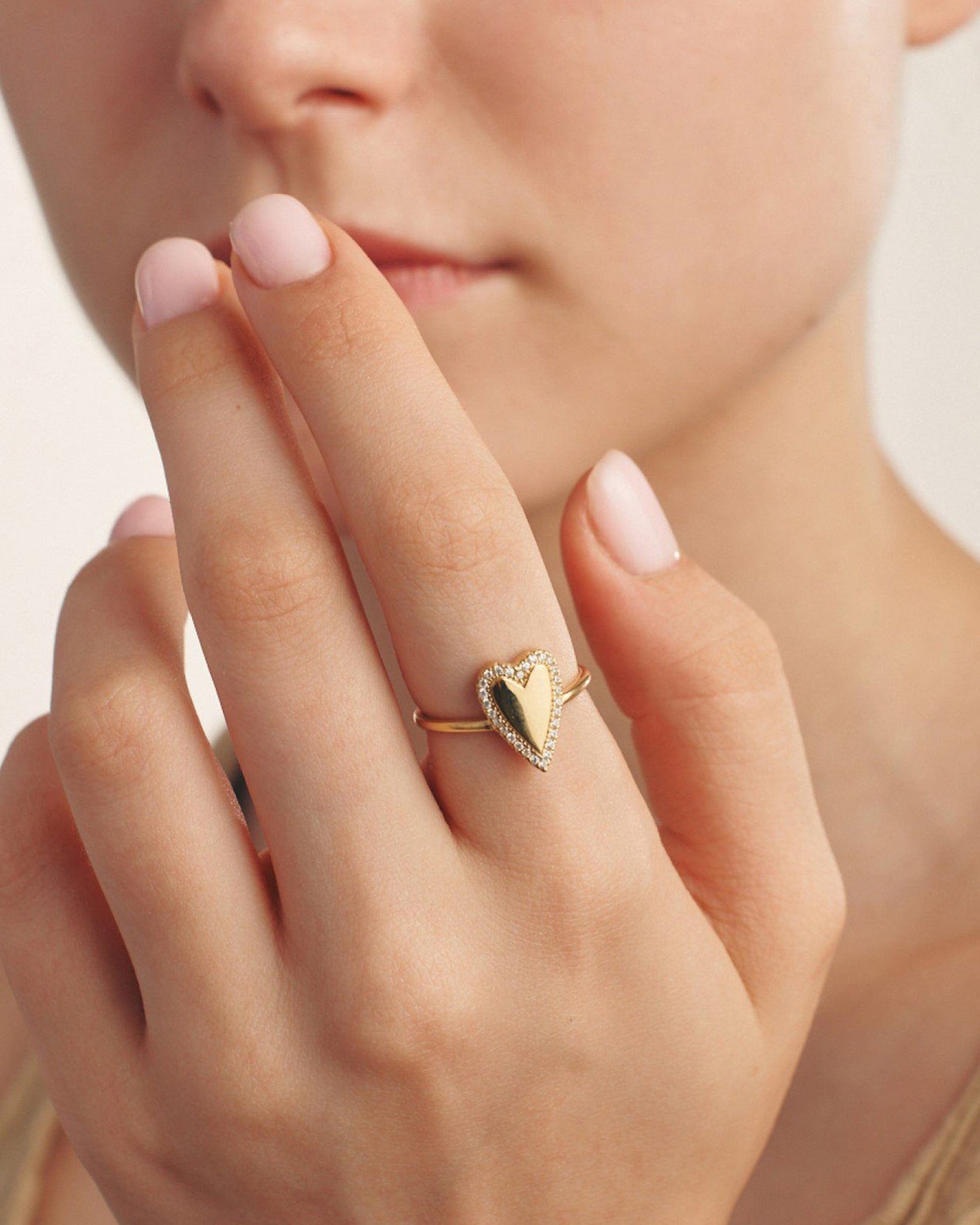 Solid Gold Heart Shaped Ring