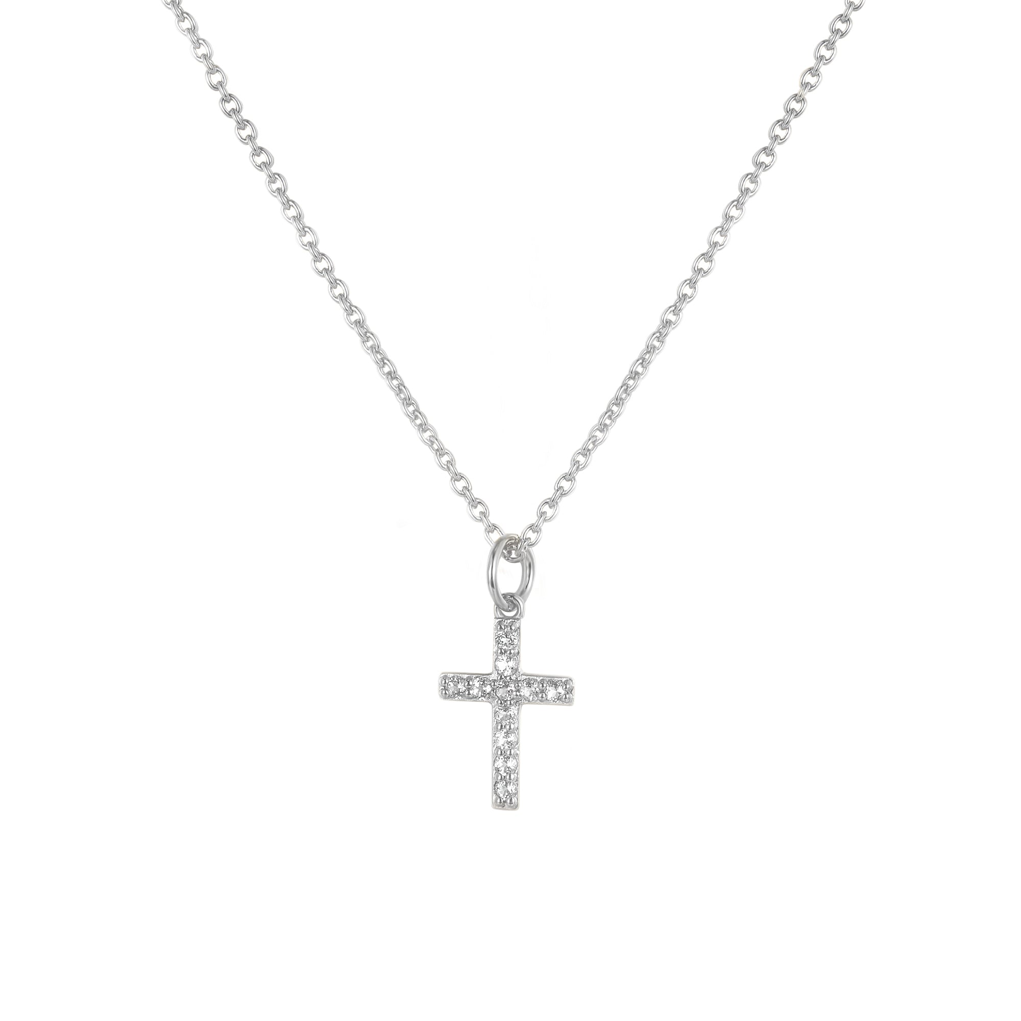 womens cross necklace, cross pendant with gemstones, white gold jewelry, white gold cross necklace, multi gemstone necklace