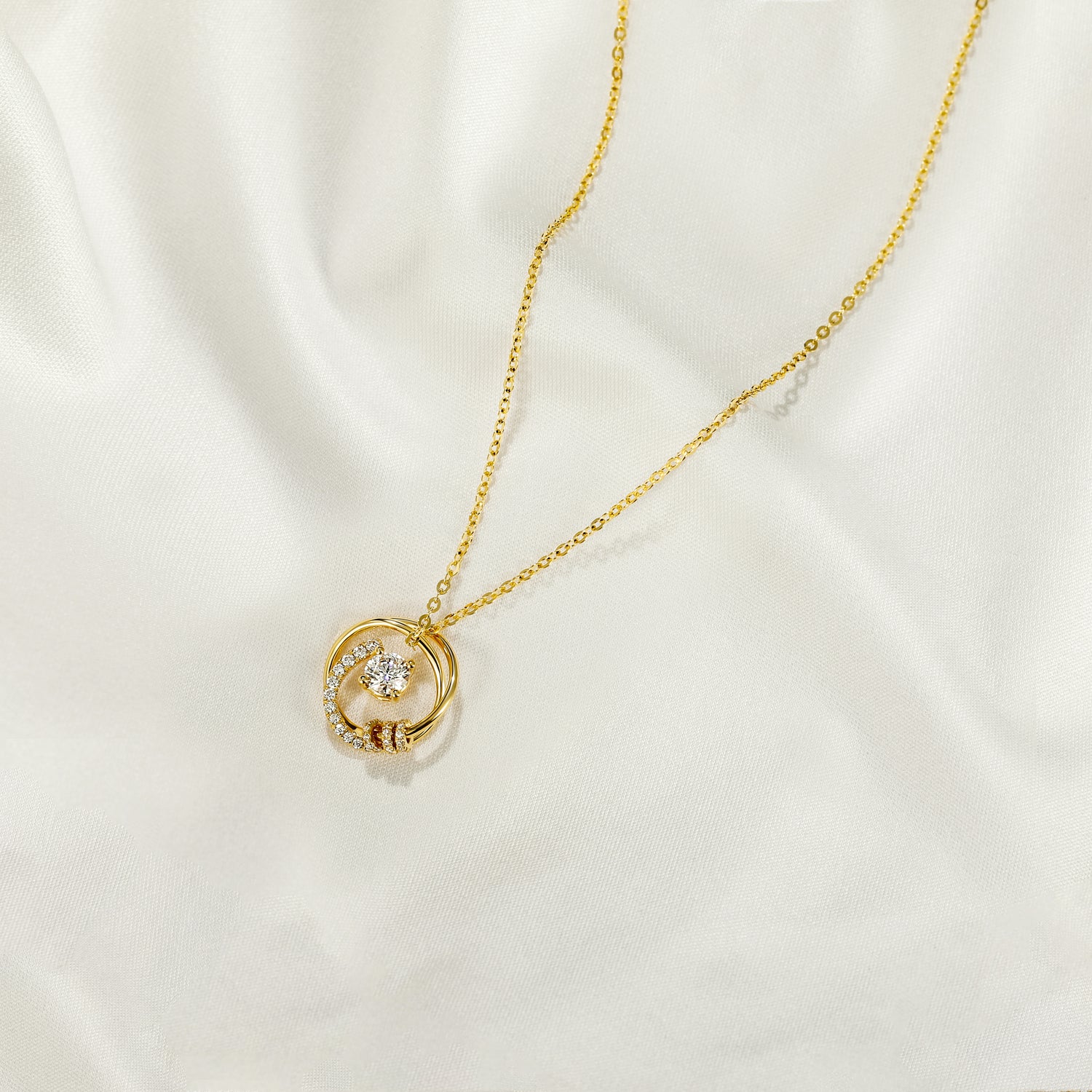 moissanite necklace for women, 14k gold necklace, circle pendant necklace, girlfriend necklaces, simple necklace