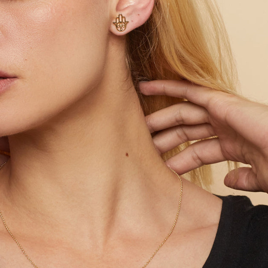 Hassam Solid Gold Earrings - Peace and Blessing