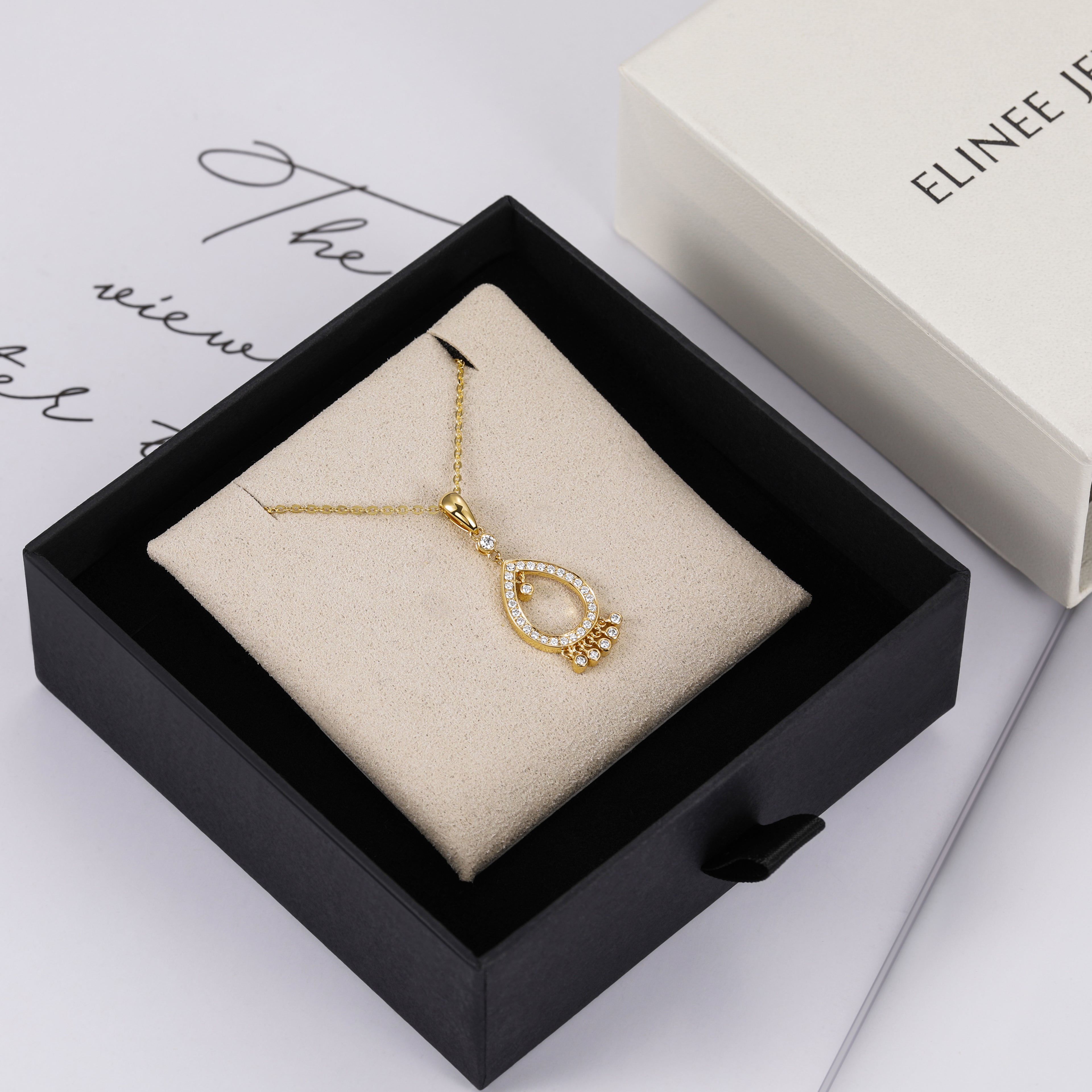 moissanite necklace gold, teardrop pendant necklace, gold jewelry for women, mother&