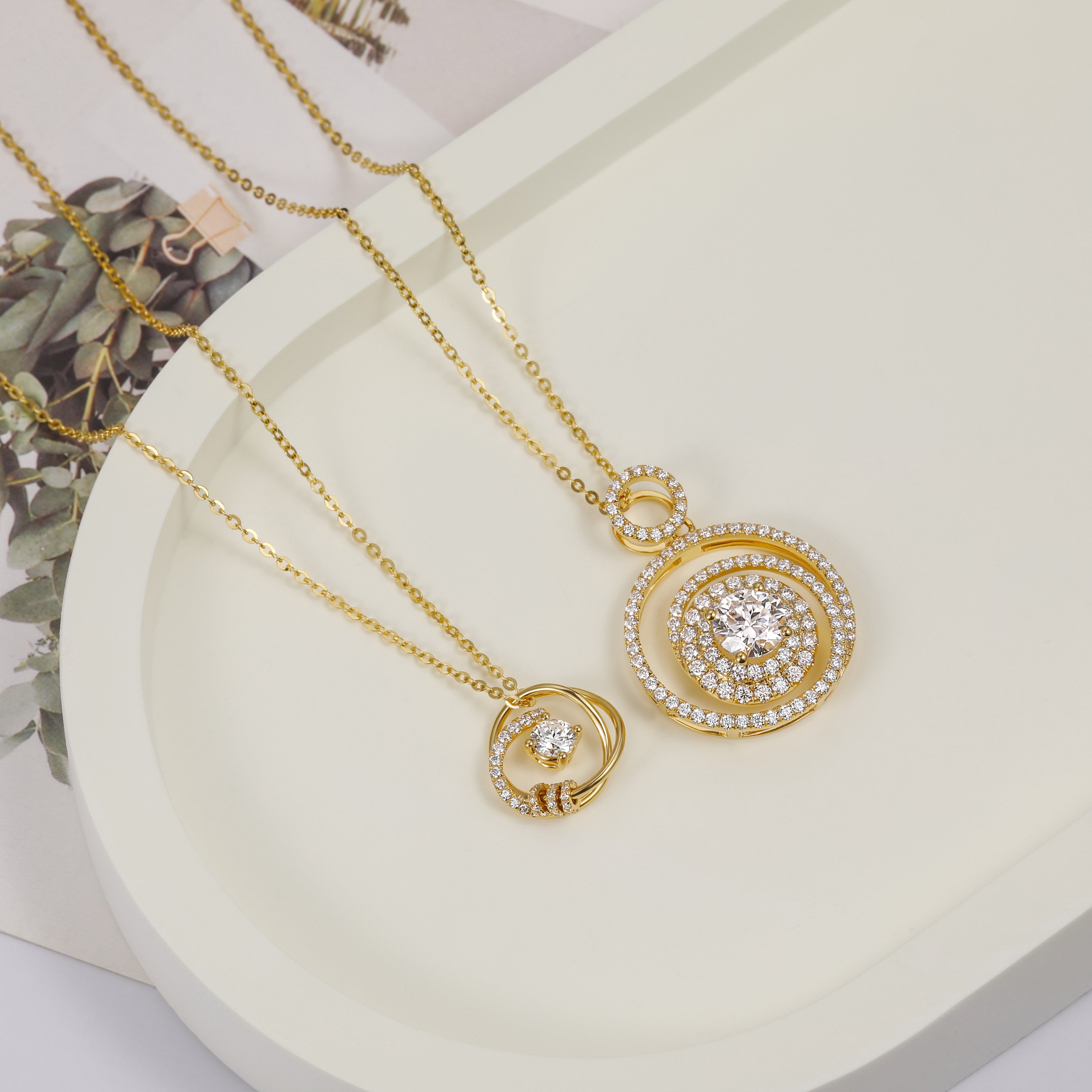 round necklace gold, moissanite necklace for women, diamond necklace set, women&
