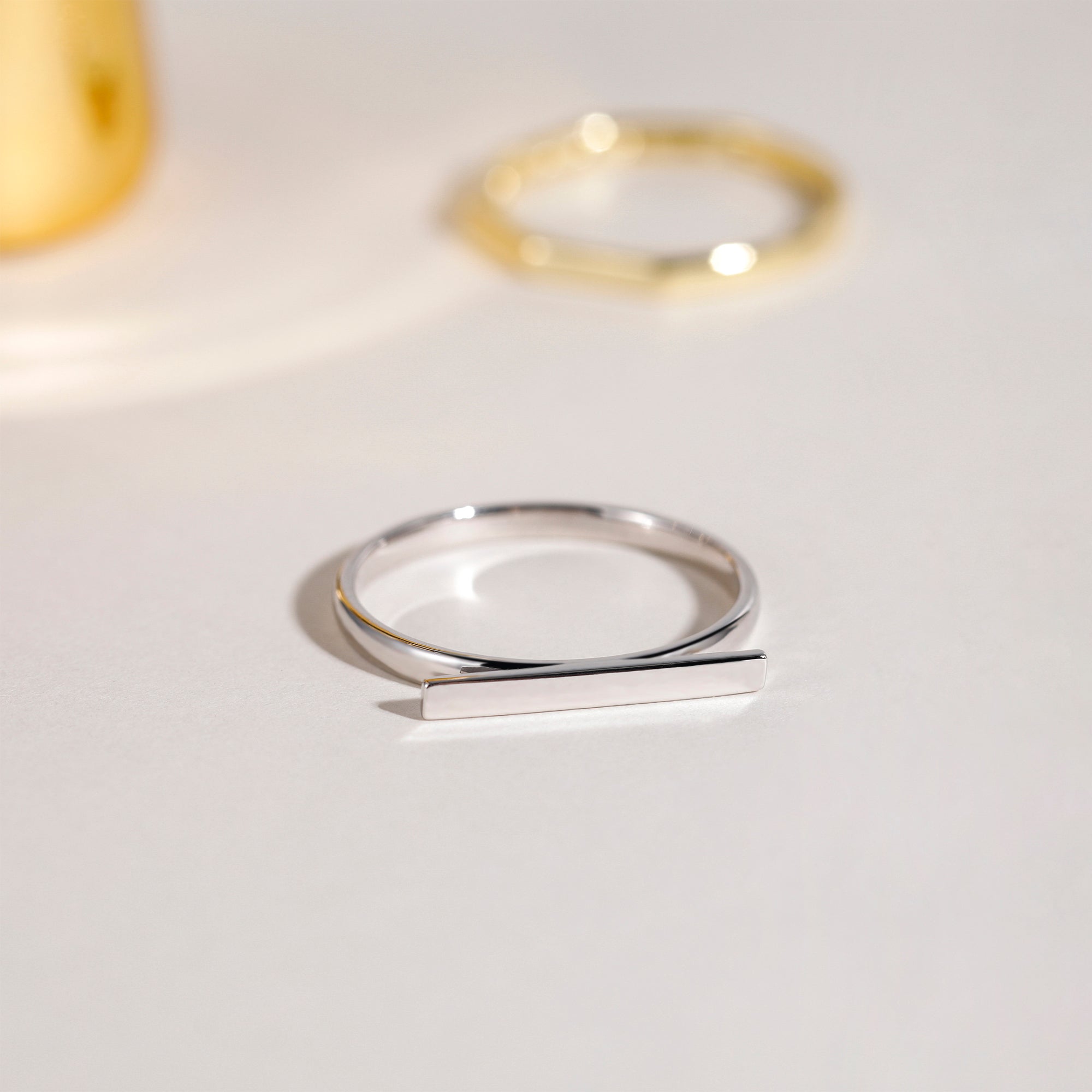 Simple Solid Gold Bar Ring