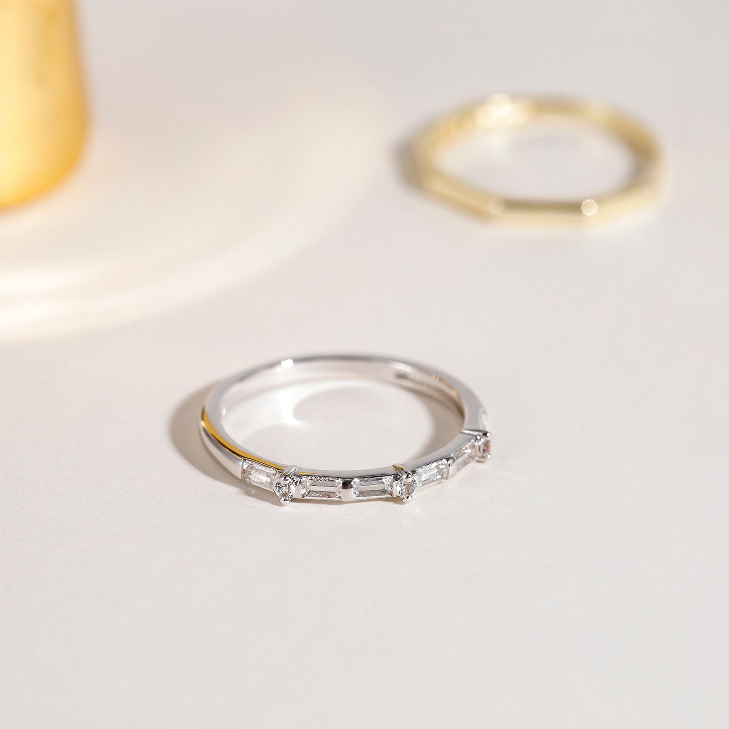 Customizable Rectangular Gemstone Ring