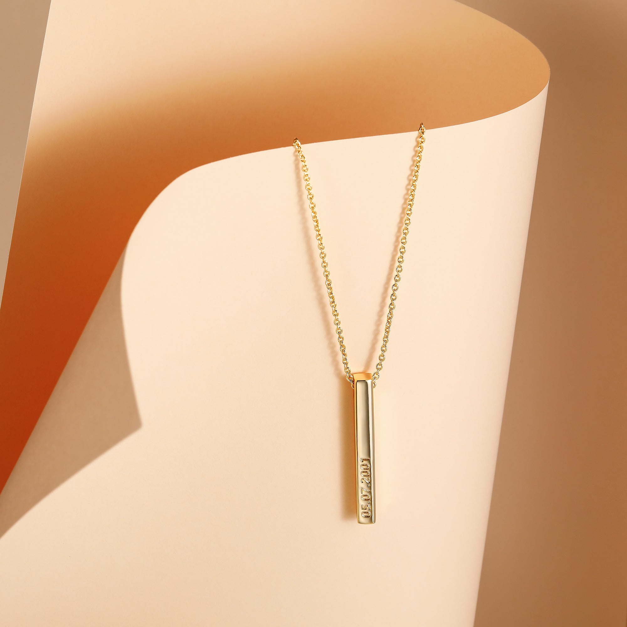 personalized bar necklace, engraved bar necklace, customized necklace, 18K gold necklace, luxury gold necklace