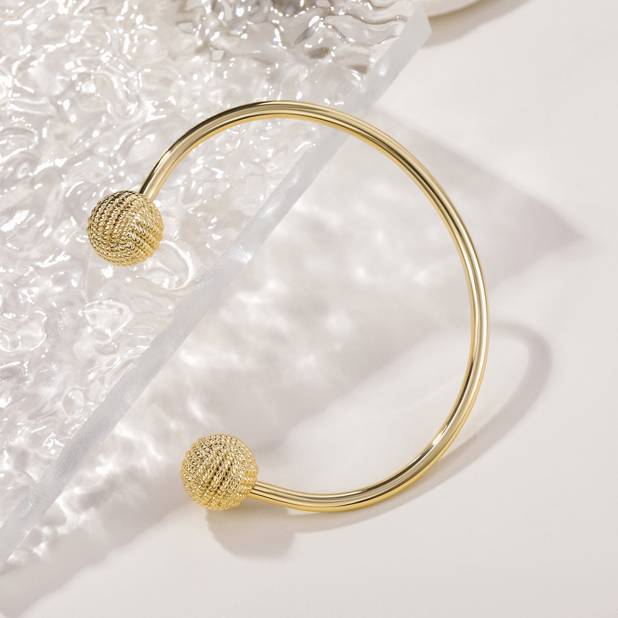 Gold Pave Ball Cuff Bracelet