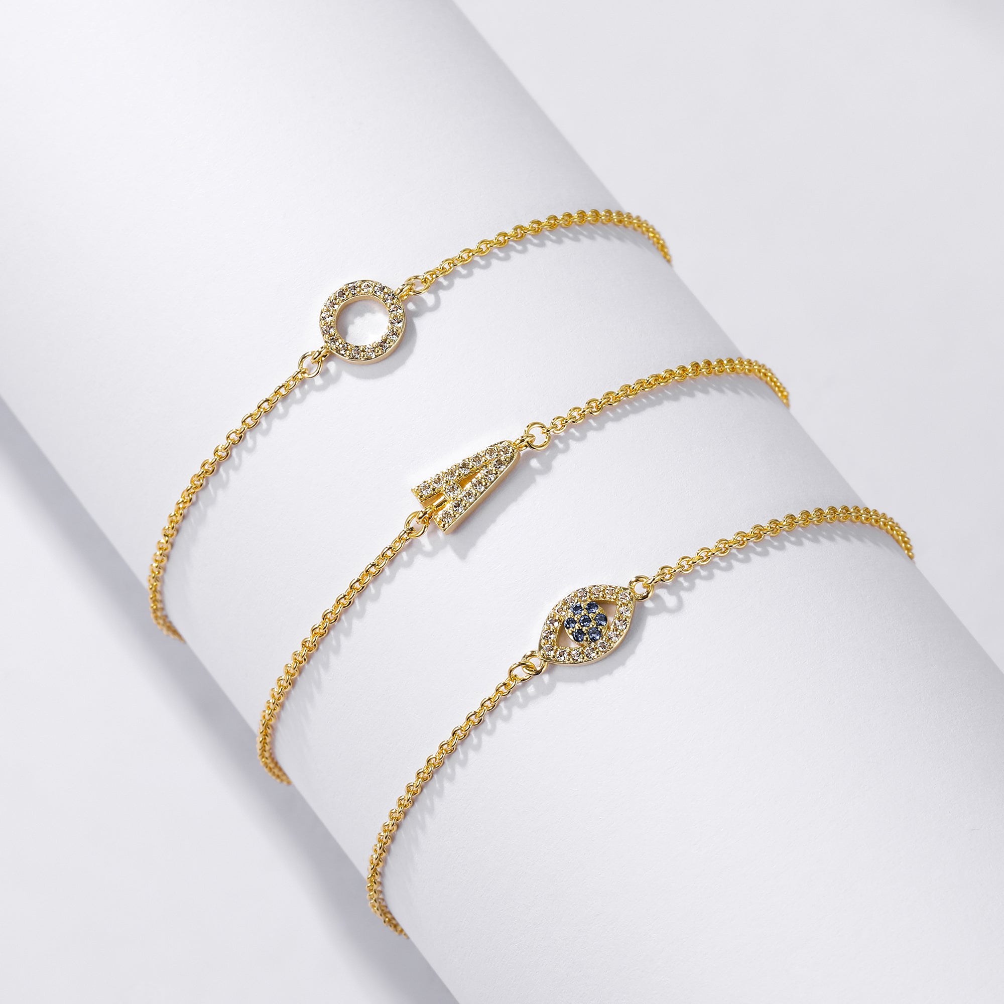 Circle Gemstone Gold Bracelet