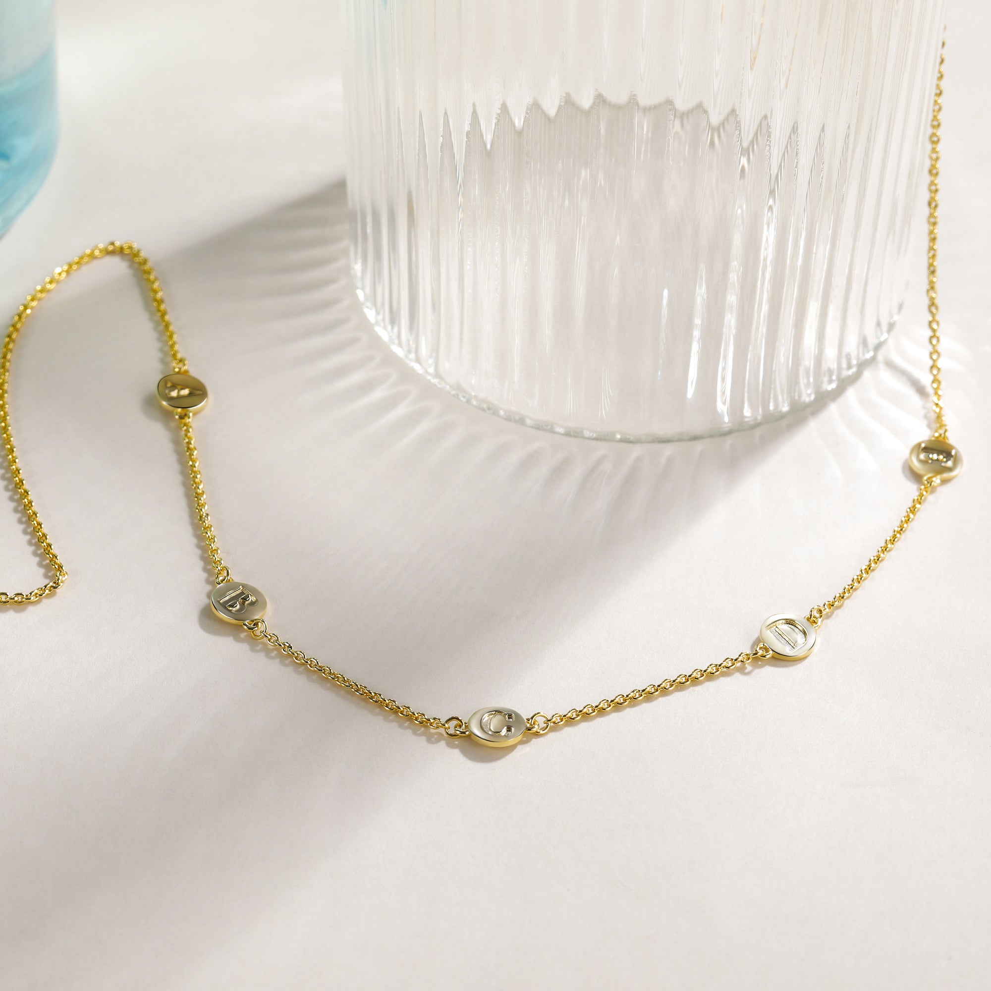 solid gold initial necklace, gold engraved necklace,valentine&
