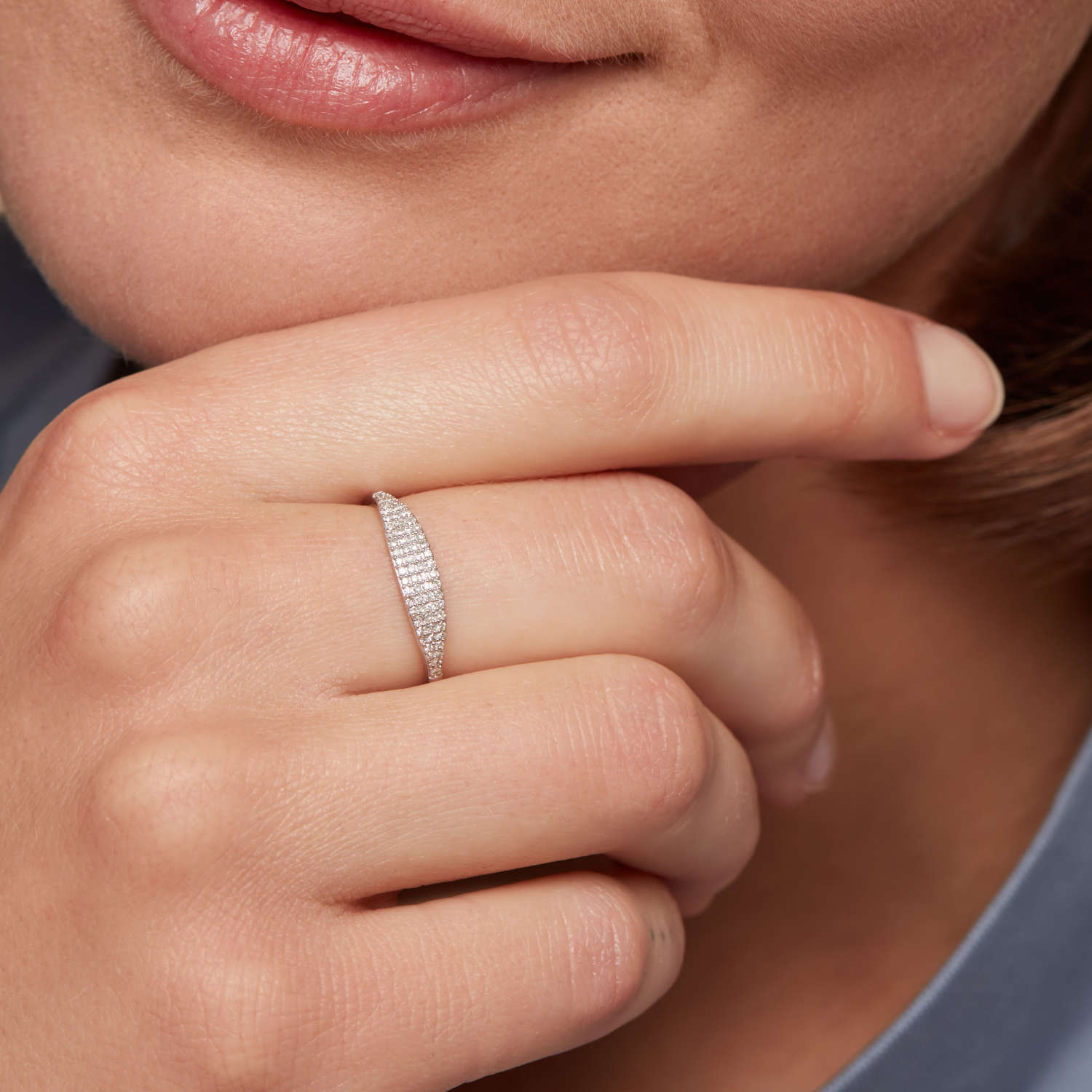 Solid Gold Slender Micro Sparkle Ring