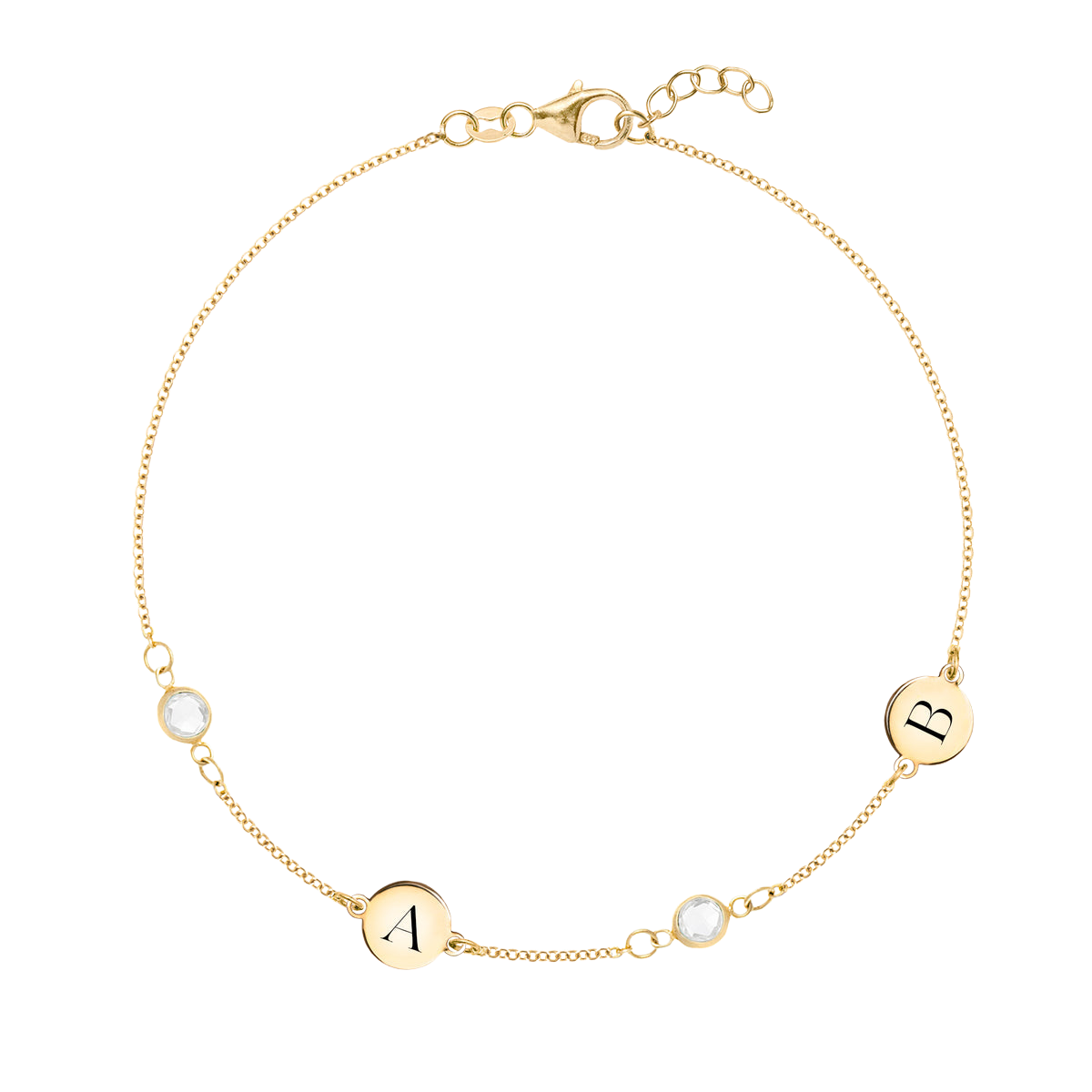 2 Letter with 2 Birthstone Bracelet