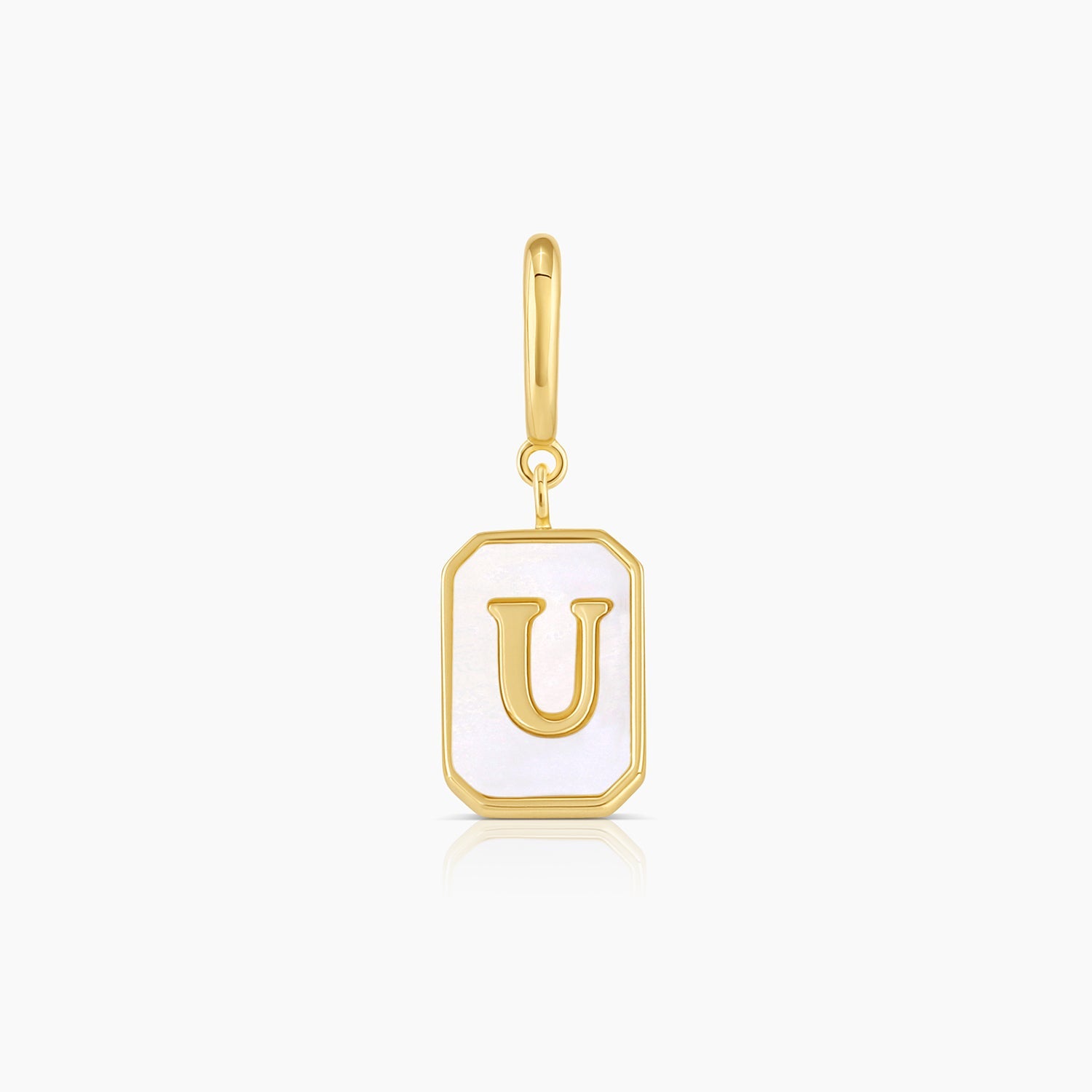 U initial, solid gold necklace, letter parker charm