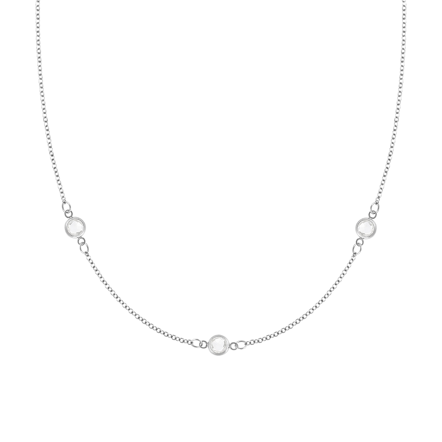 custom birthstone necklace,white gold necklace for women, elegant jewelry,3 stone necklace, precious stone necklace