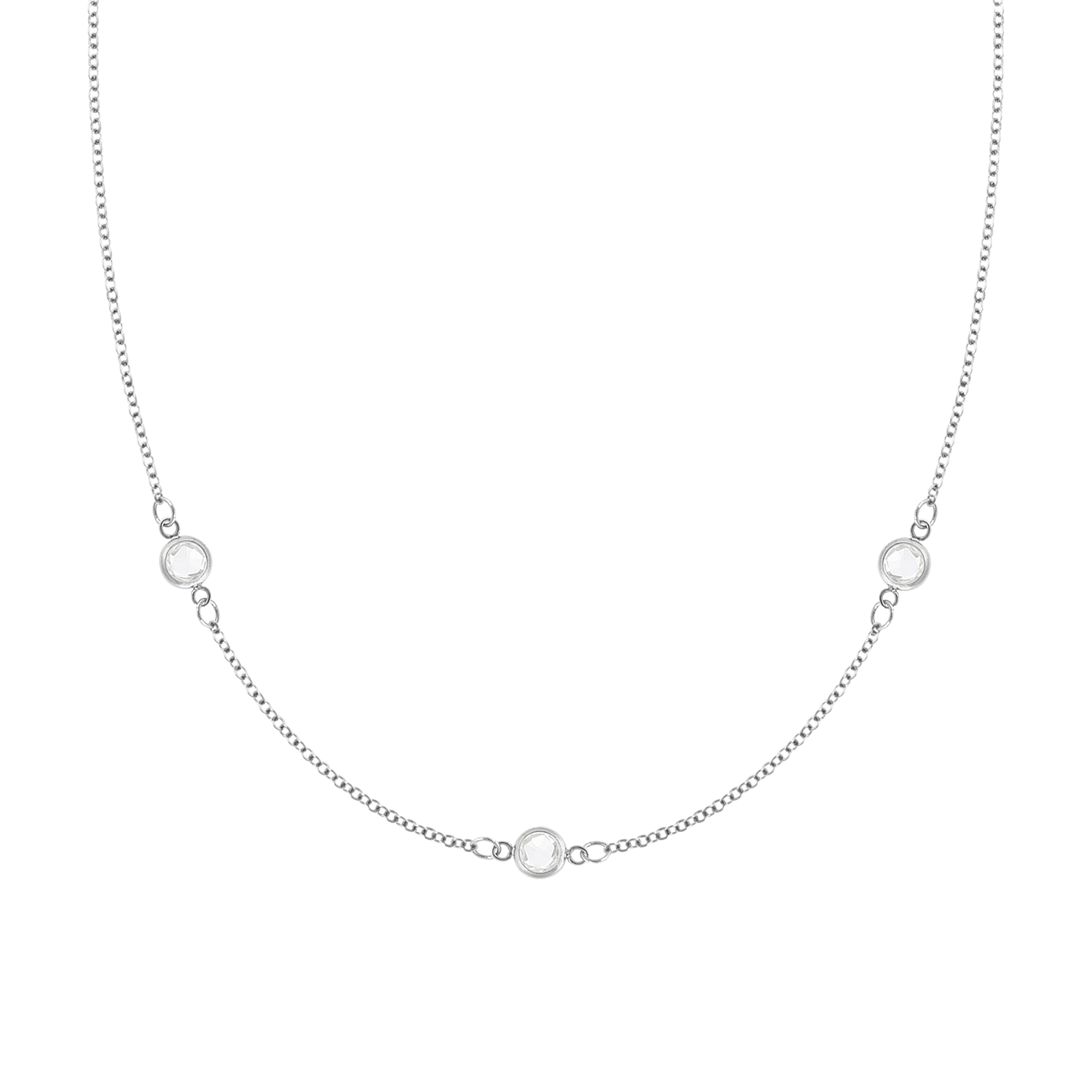 custom birthstone necklace,white gold necklace for women, elegant jewelry,3 stone necklace, precious stone necklace