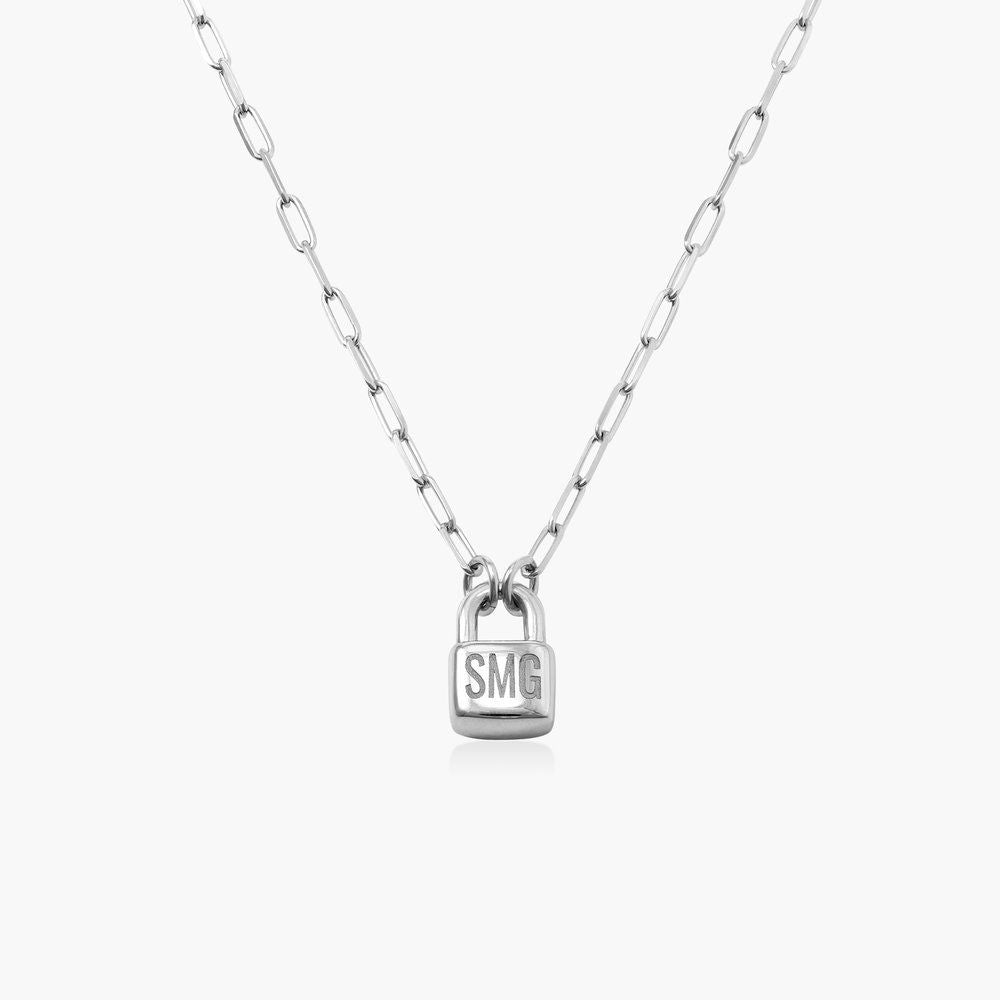 white gold necklace for women, lock pendant necklace ,personalized necklace for mom,girlfriend&