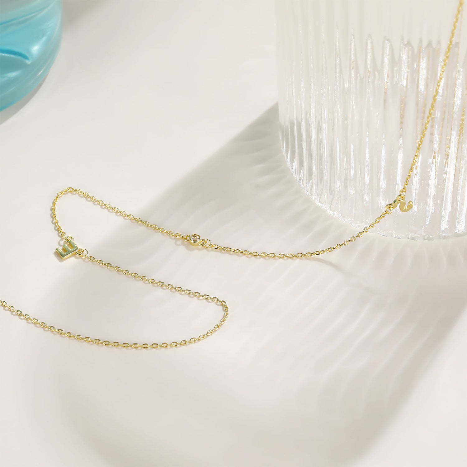  initial necklaces with birthstone, 2 letter necklace, personalized initial necklace, gold letter necklace, gold layering necklace