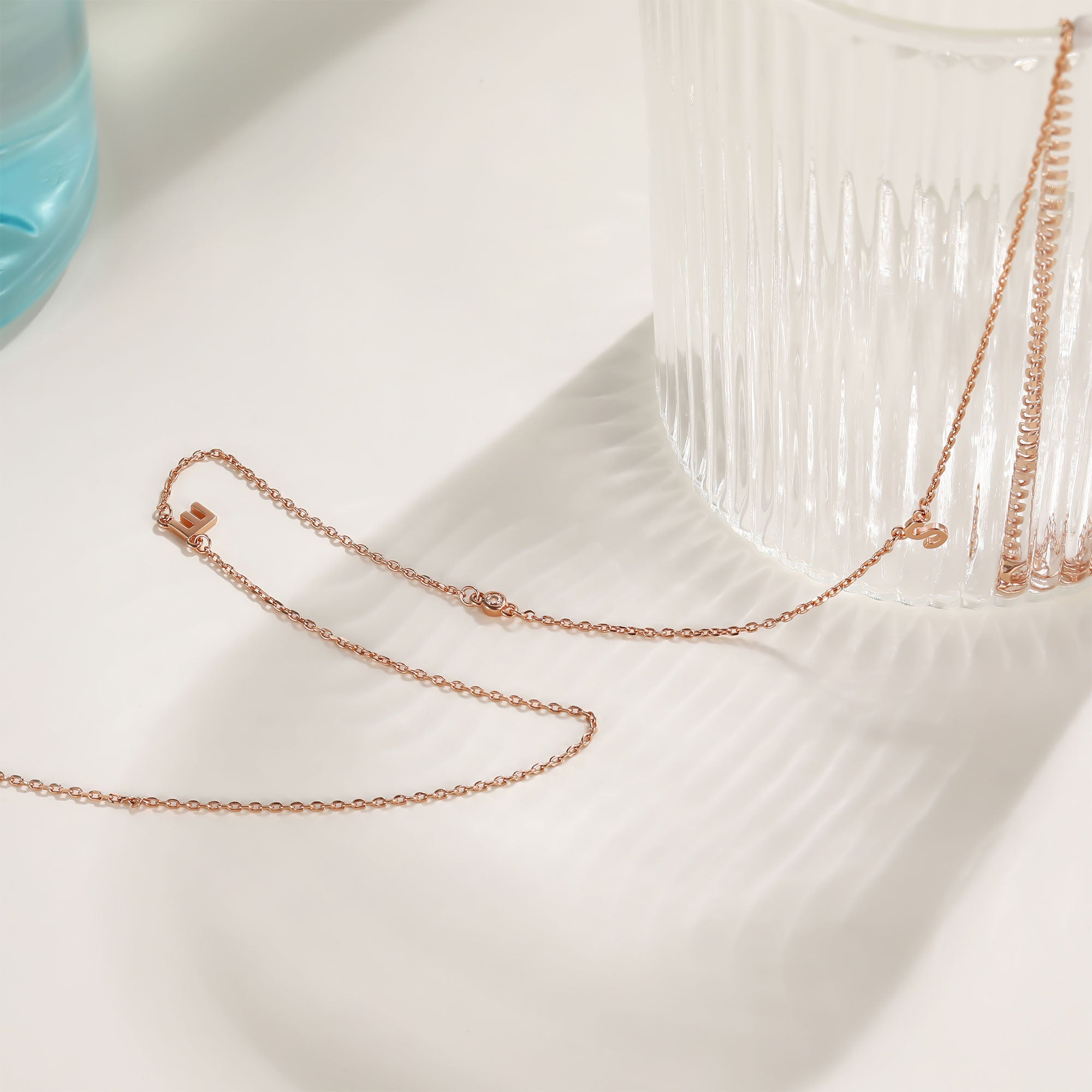 rose gold initial necklace, birthstone necklace for mom, layered necklace, 10K gold necklace, gold initial necklace, 2 initial necklace
