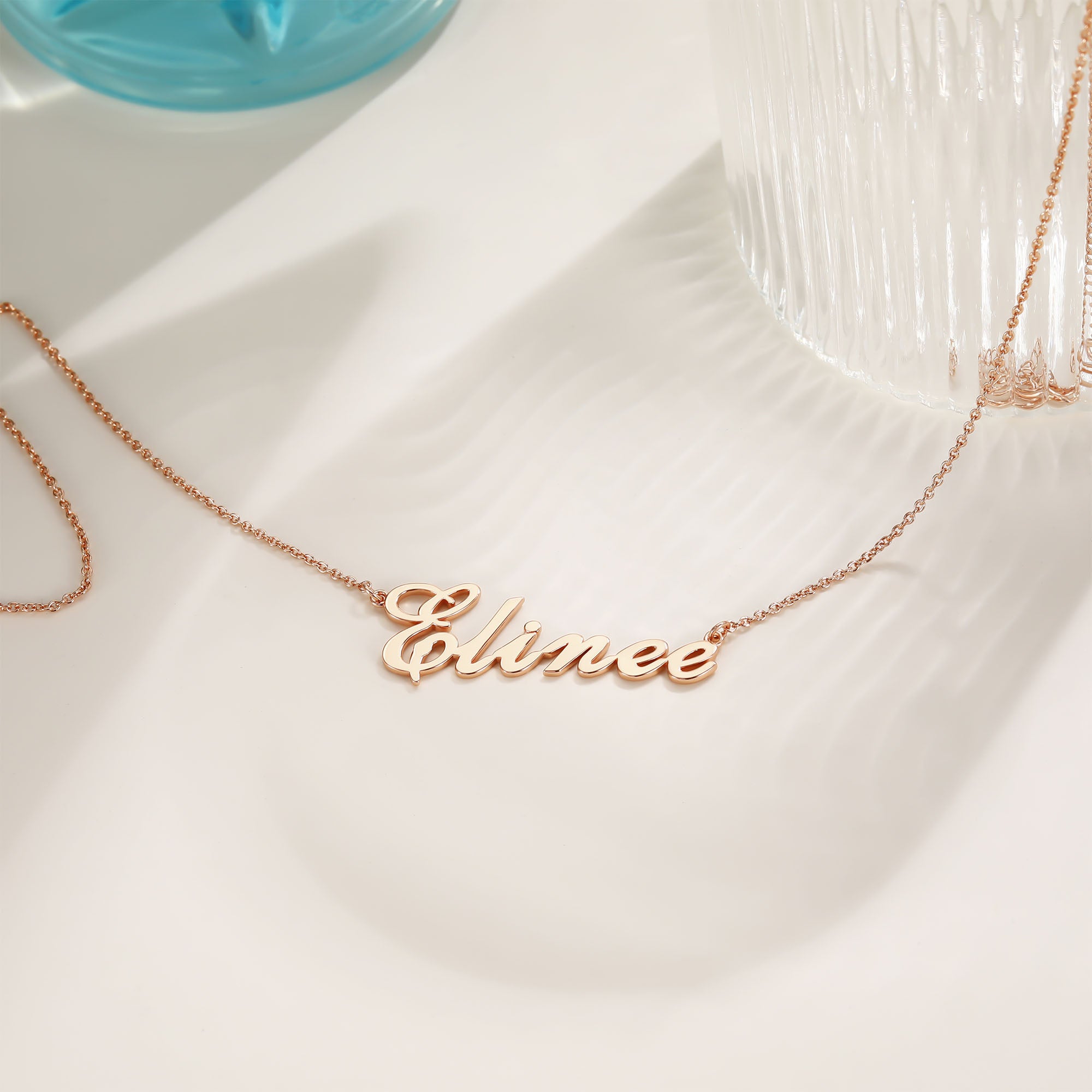 personalized name necklace, rose gold necklace, 14k gold chain, custom name pendant, solid gold necklace