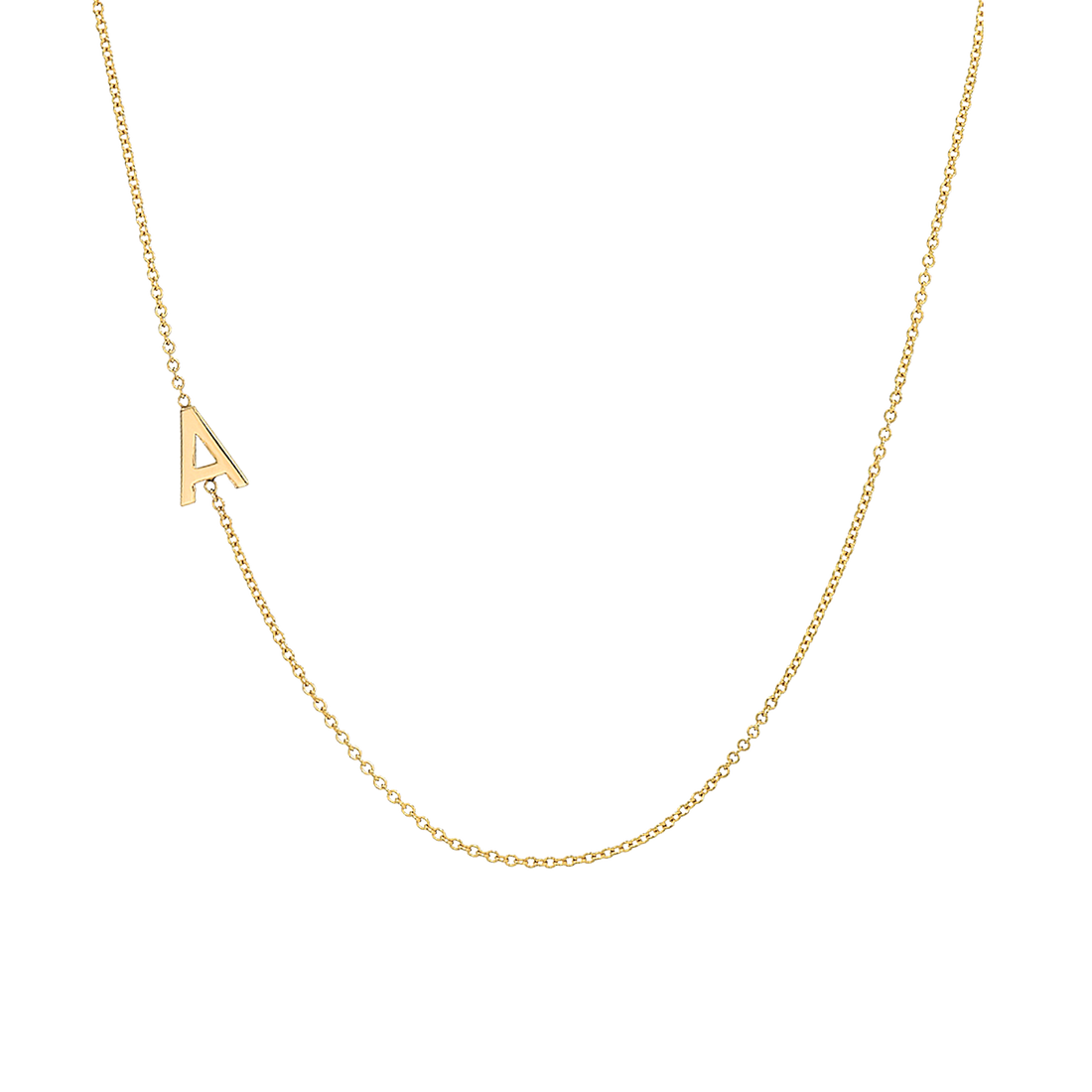gold letter necklace, solid gold necklace, personalized mothers necklace, gold initial necklace, asymmetrical initial necklace