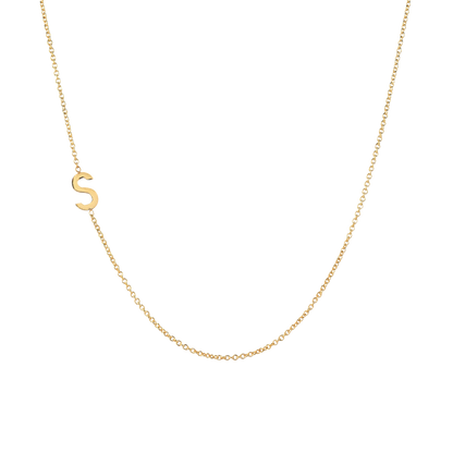 letter necklace, 14K gold initial necklace, customized mom necklace, gold jewelry for women, asymmetrical initial necklace