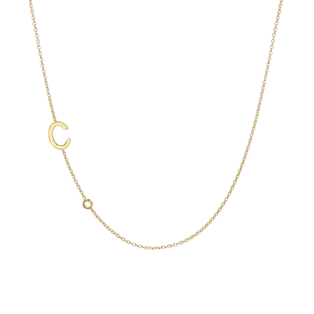 initial necklace with birthstone, birthstone necklace for mom, solid gold necklace, personalized mothers necklace, gold initial necklace, gold letter necklace