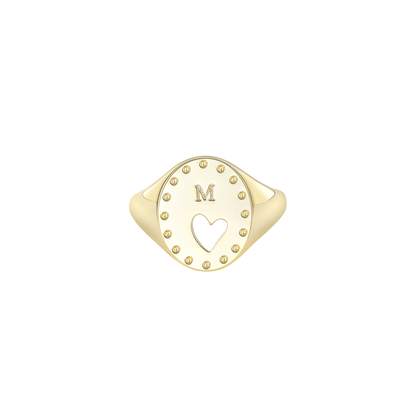 Anello traforato a cuore inciso