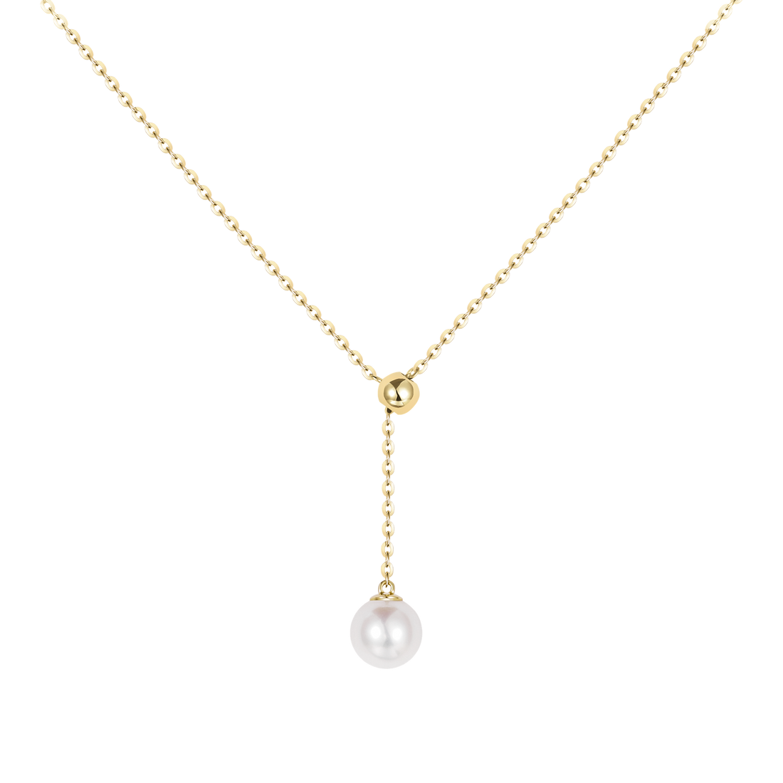 Gold Bead Pendant Pearl Necklace