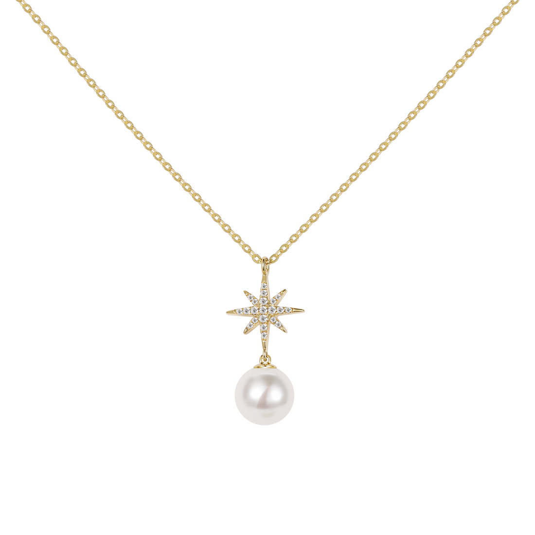gold pearl necklace, freshwater pearl necklace,  mother of pearl necklace, star necklace, pearl on gold chain necklace,  fashion necklace