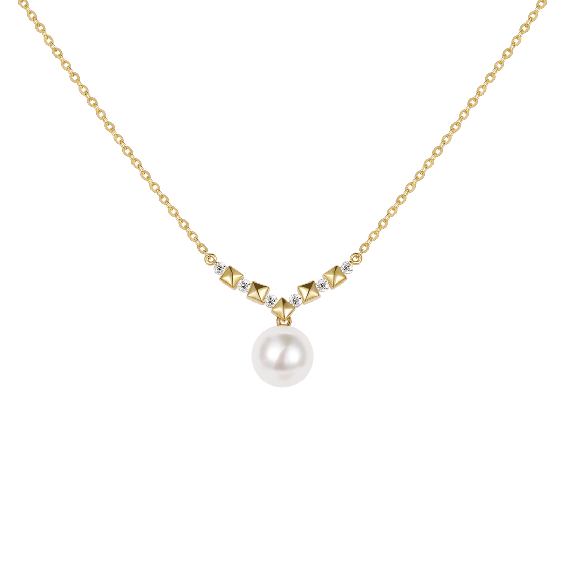 Solitaire Freshwater Pearl Pendant with Diamonds