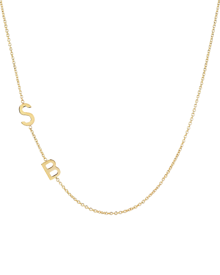 14k gold initial necklace,  asymmetrical initial necklace, fashion necklace,  personalized necklace for mom, mother&