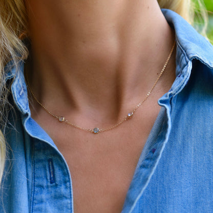  3 birthstone necklace, personalized birthstone necklace，valentine&