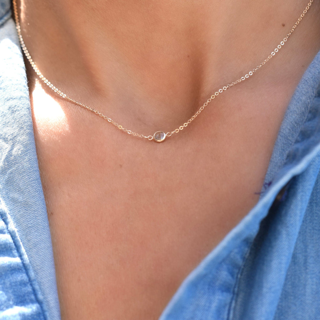 birthstone necklace, solitaire necklace,
simple gold necklace, personalized birthstone necklace, family mom necklace