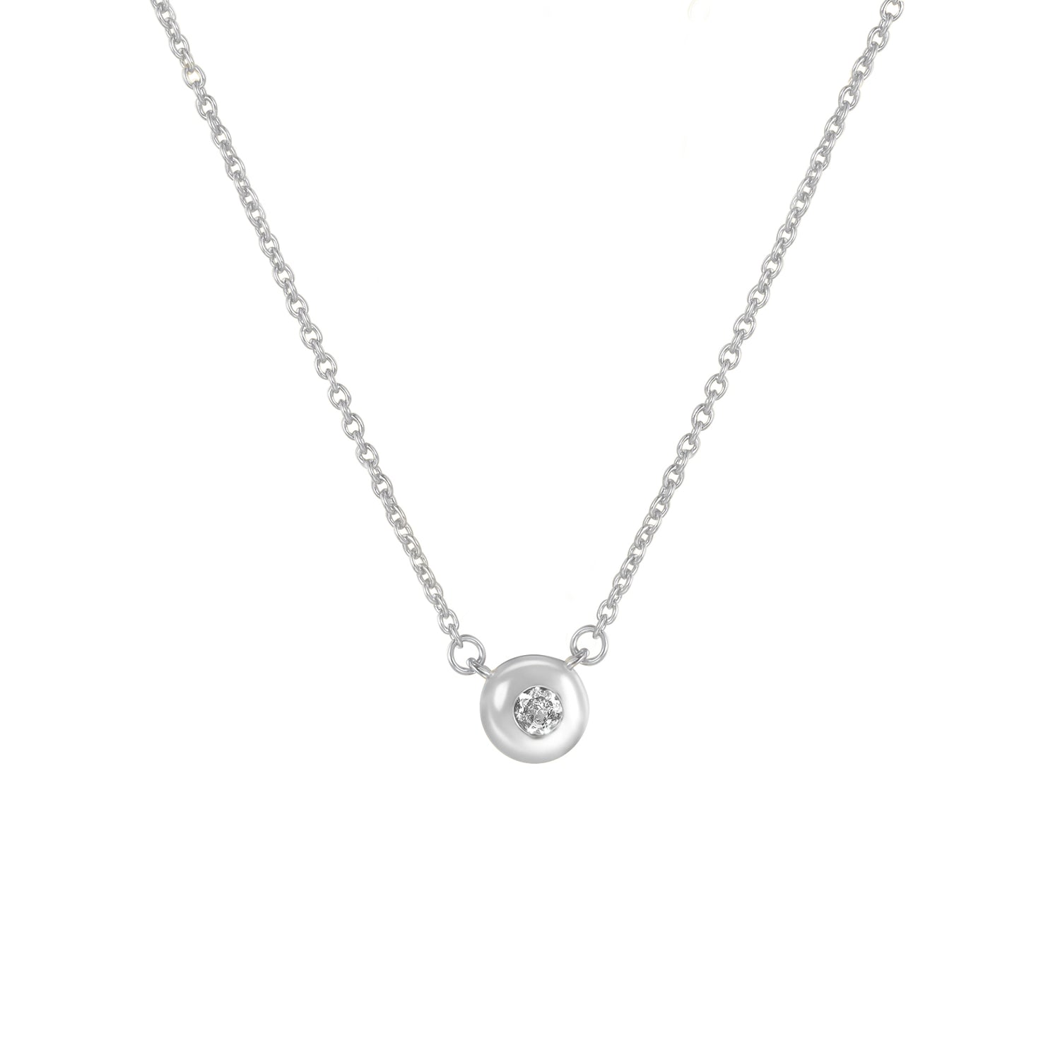gold solitaire necklace, white gold jewelry, white gold birthstone necklace, personalized mother necklace, simple gold necklace