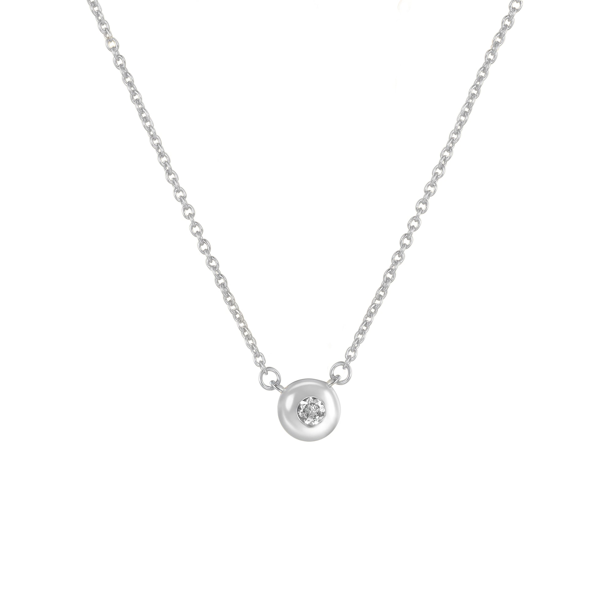 gold solitaire necklace, white gold jewelry, white gold birthstone necklace, personalized mother necklace, simple gold necklace
