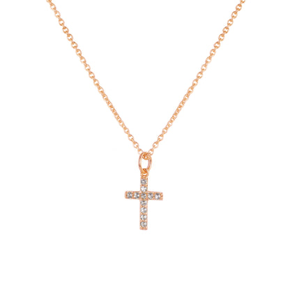 dainty cross necklace, multi gemstone cross necklace, cross necklace rose gold, 10K gold cross pendant, rose gold jewelry