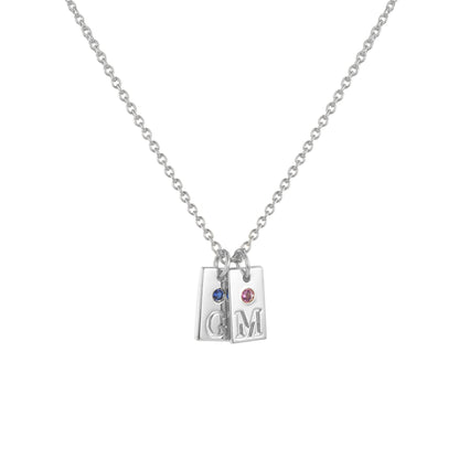 initial necklace and birthstone, white gold initial necklace, mom necklace, custom initial necklace, 2 letter necklace