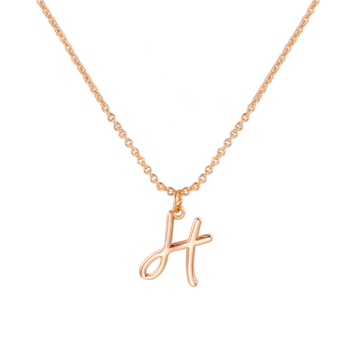 14K gold initial necklace, rose gold initial necklace, letter m necklace, elegant gift, gold layering necklace