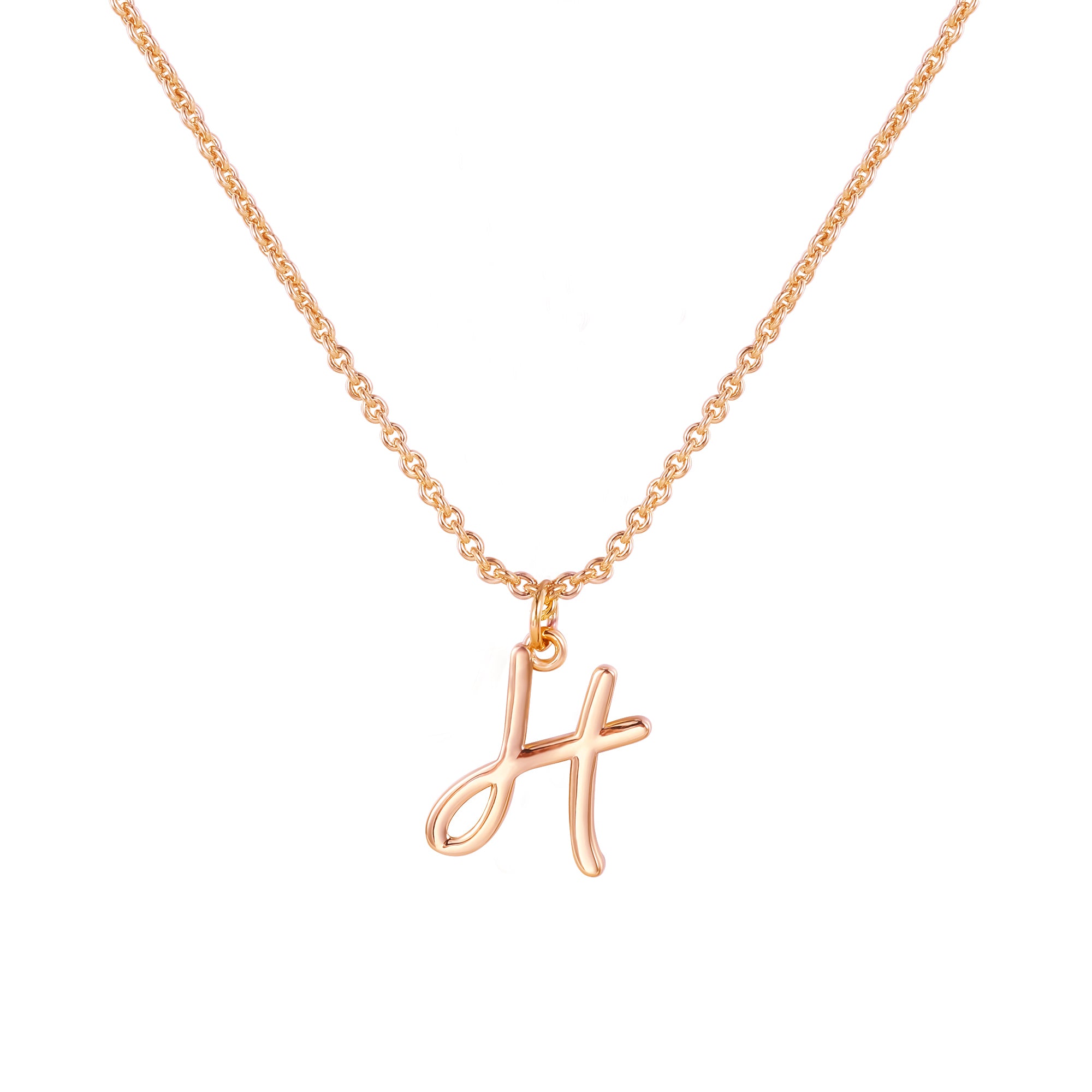 14K gold initial necklace, rose gold initial necklace, letter m necklace, elegant gift, gold layering necklace