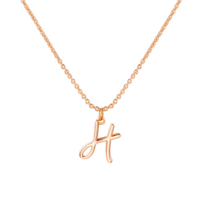 14K gold initial necklace, rose gold initial necklace, letter m necklace, elegant gift, gold layering necklace