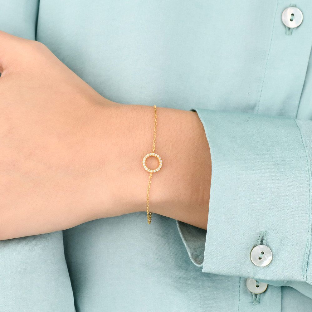 Circle Gemstone Gold Bracelet