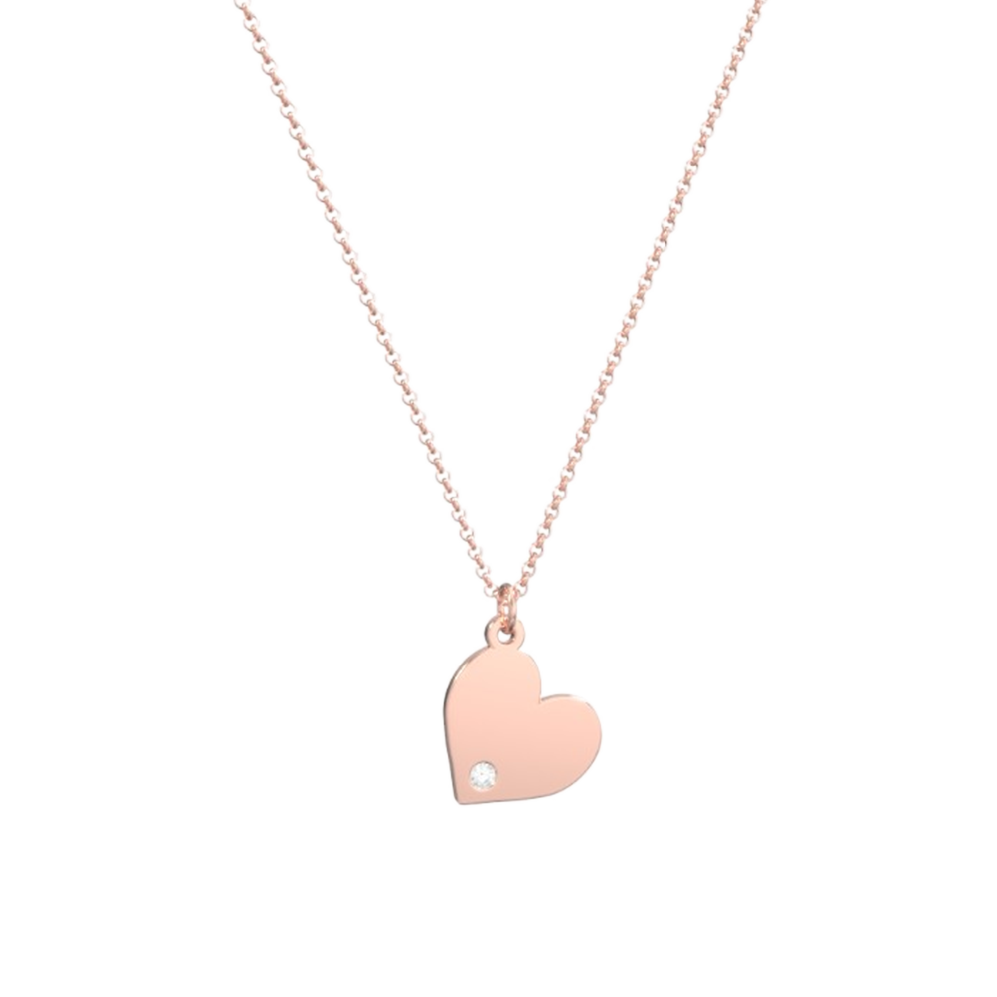 heart charm necklace, 14K gold heart necklace, rose gold jewelry, rose gold heart necklace, rose gold birthstone necklace