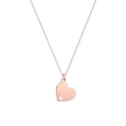 heart charm necklace, 14K gold heart necklace, rose gold jewelry, rose gold heart necklace, rose gold birthstone necklace