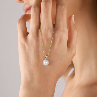 gold pearl necklace, vintage pearl necklace, diamond pearl necklace,mother&