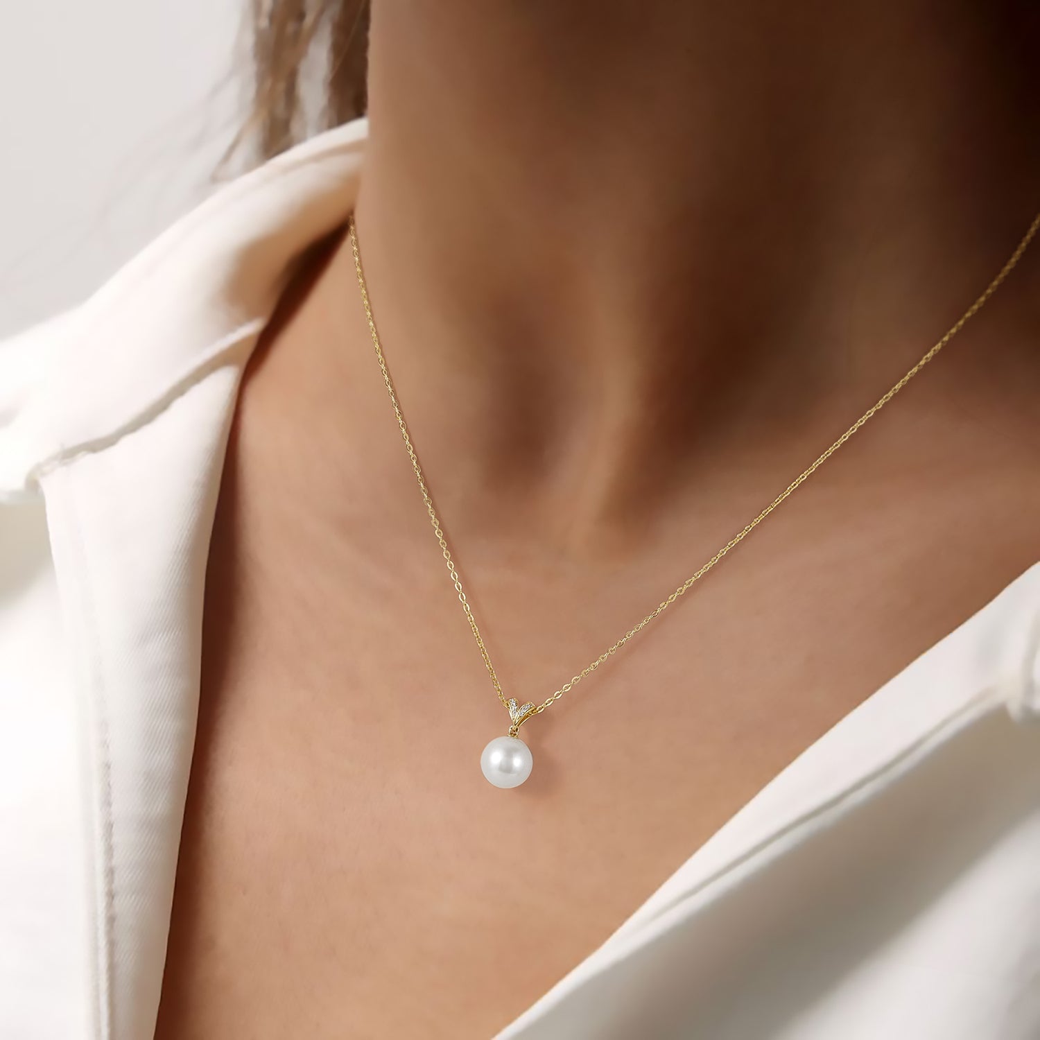 gold and pearl necklace, dainty pearl necklace,white pearl, pearl and diamond necklace, pearl pendant necklace, heart necklace